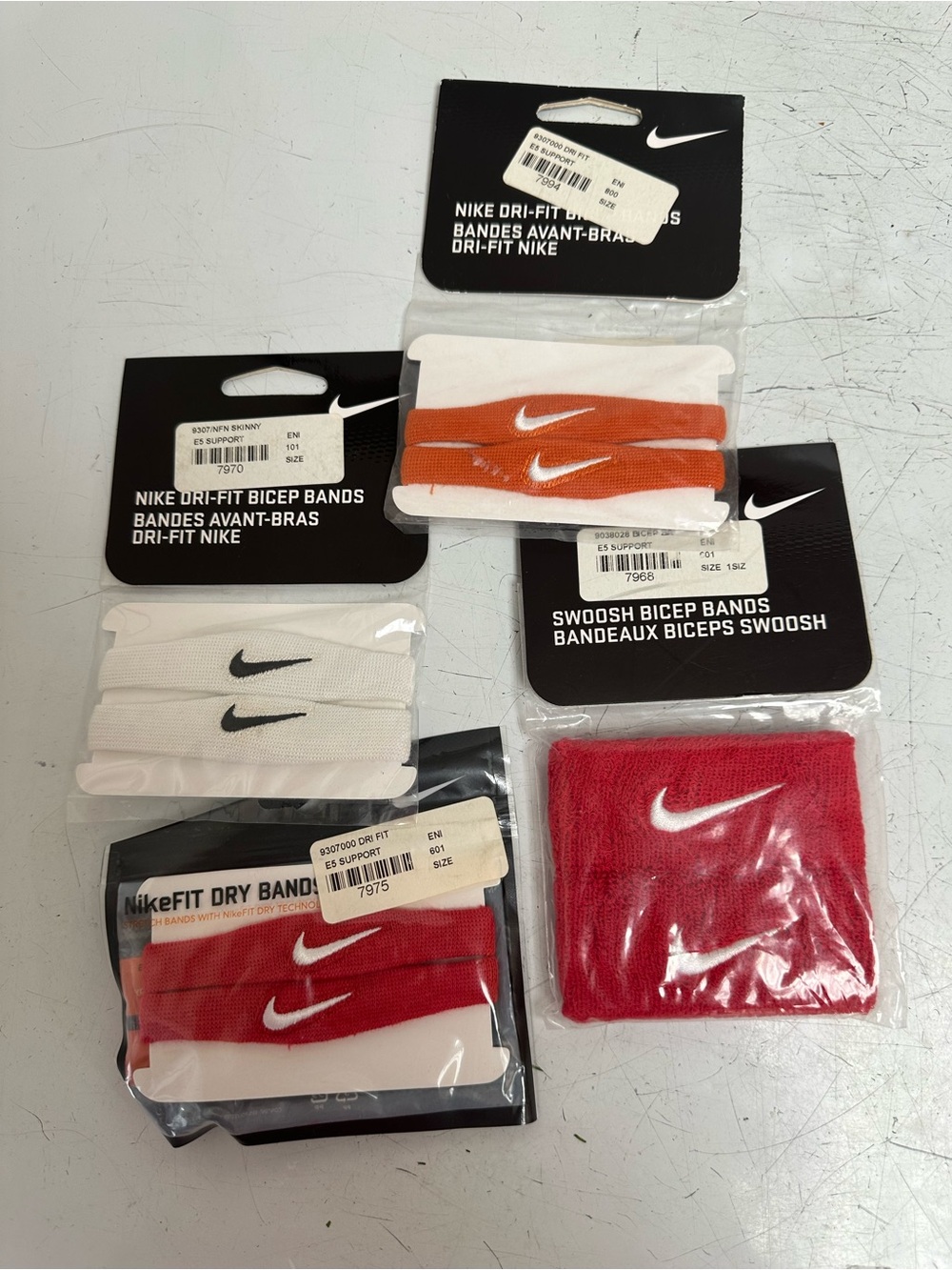 Nike Athletic Swoosh Bicep Bands 4 Pairs Set